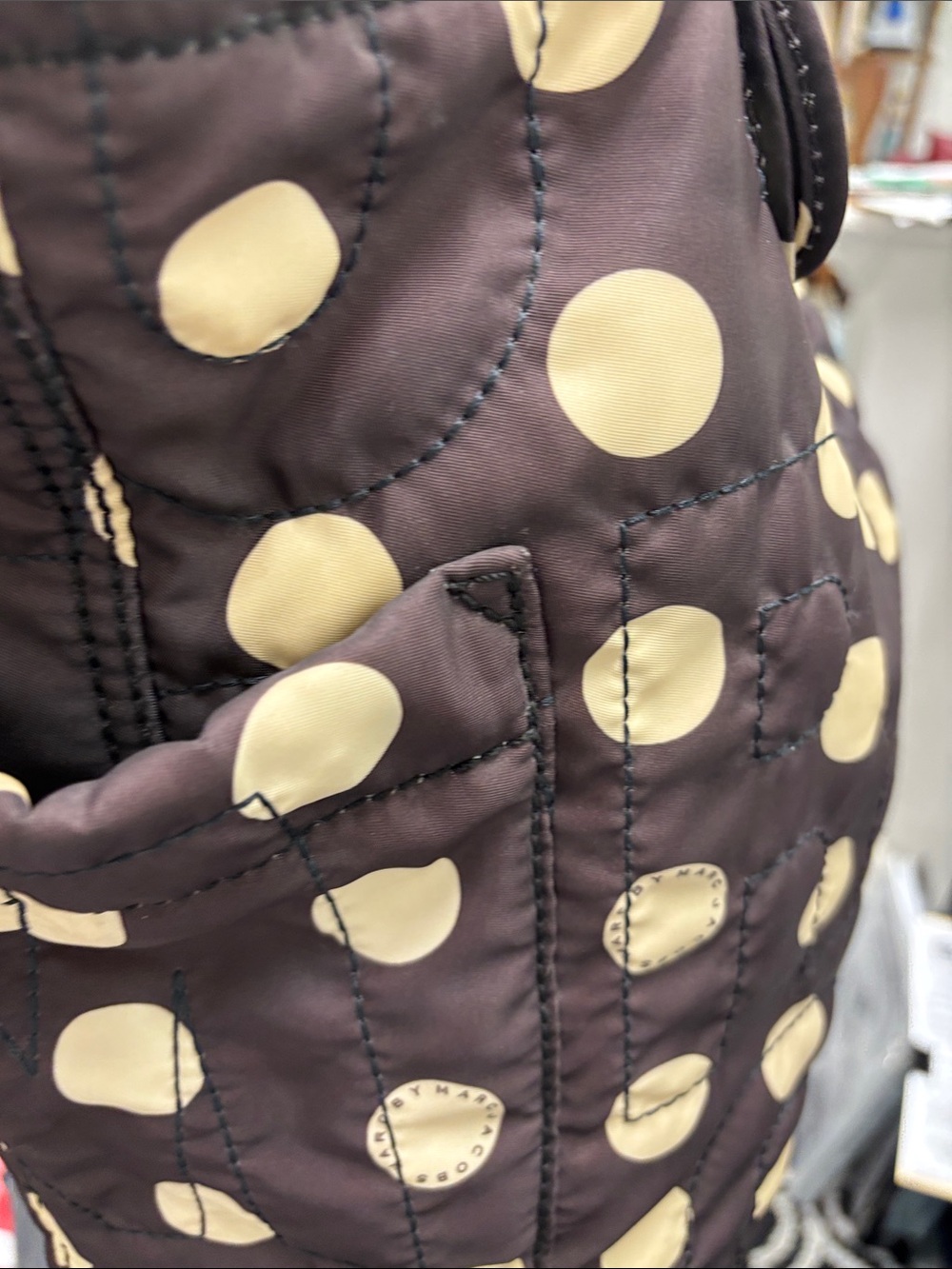 Marc by Marc Jacobs Brown tote with cream polka dots- NWOT - Picture 4 of 9